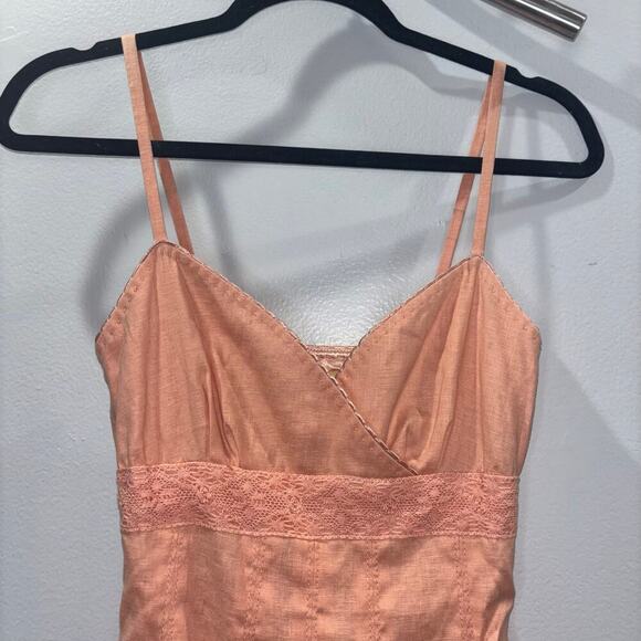 Gianni Bini Peach Pleated Midi Dress with Lace Detail – Size 0 - Picture 5 of 11